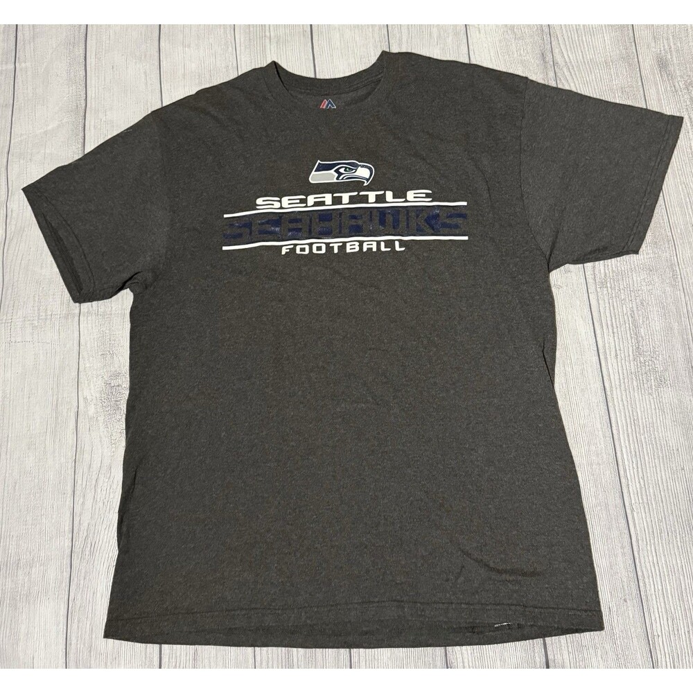 Seattle Seahawks NFL Majestic Heather Gray Graphic T Shirt Mens Size XL